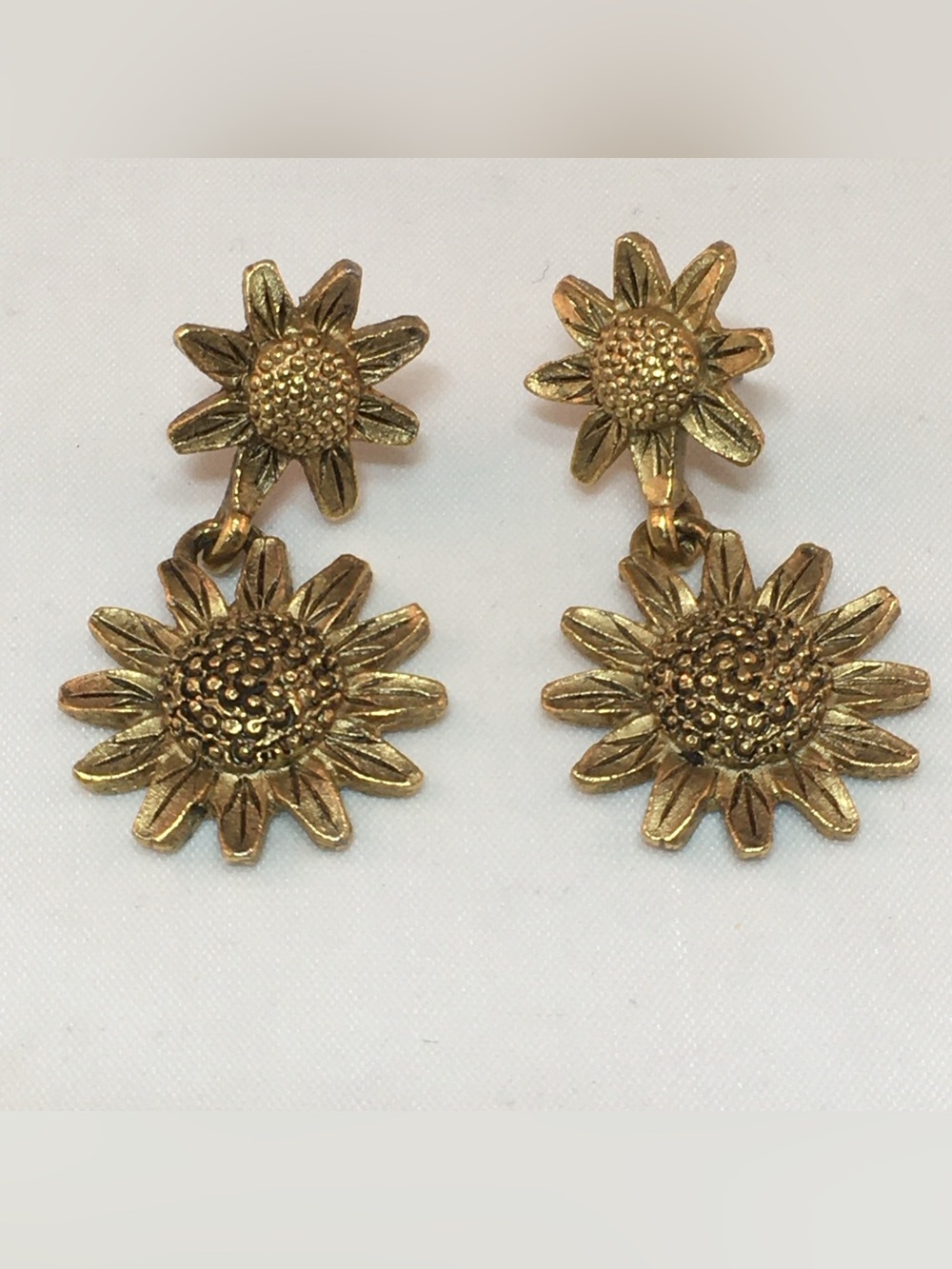 Gold-tone Sunflower Drop Earrings